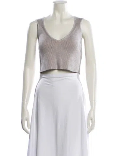 Pre-owned Ronny Kobo V-neck Sleeveless Crop Top In Neutral