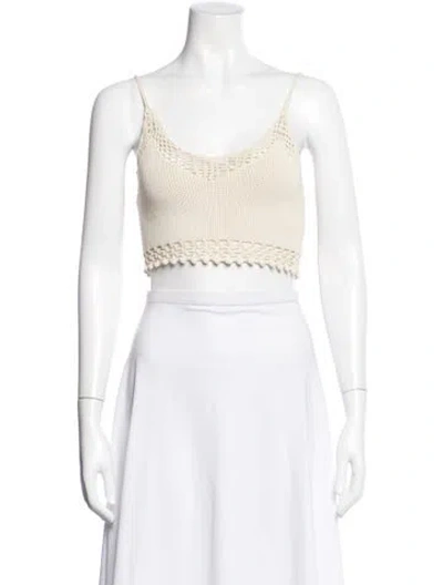 Pre-owned Ronny Kobo V-neck Sleeveless Crop Top In Neutral