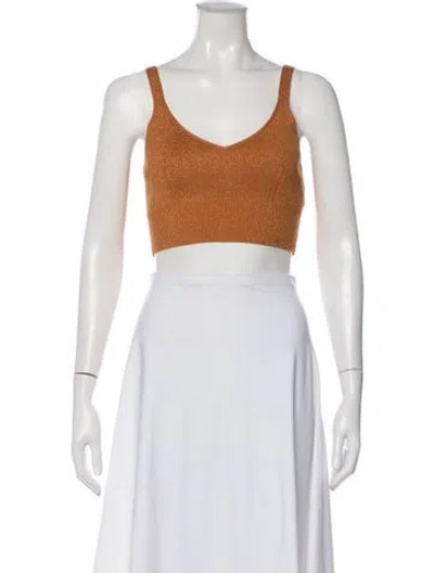 Pre-owned Ronny Kobo V-neck Sleeveless Crop Top In Orange