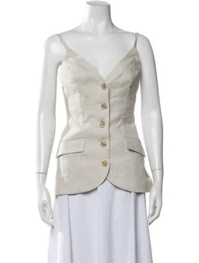 Pre-owned Ronny Kobo V-neck Sleeveless Top In Neutrals