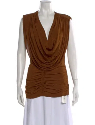Pre-owned Ronny Kobo V-neck Sleeveless Top W/ Tags In Brown
