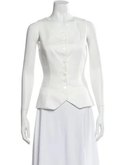 Pre-owned Ronny Kobo V-neck Sleeveless Top In White