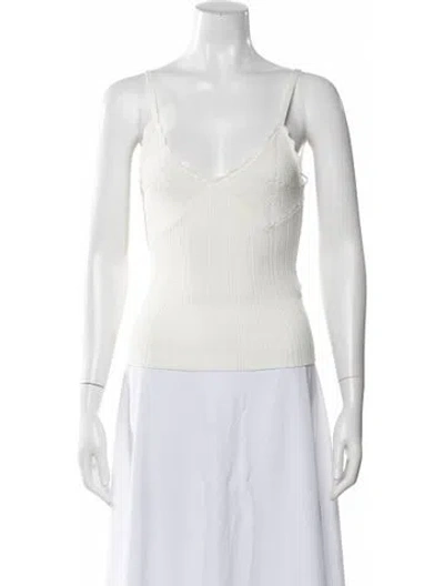 Pre-owned Ronny Kobo V-neck Sleeveless Top In White