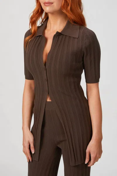 Ronny Kobo Waverly Knit Top In Espresso In Brown