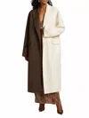 Ronny Kobo Wendalin Bi-colored Tailored Coat In Chocolate Brown Ivory In Multi