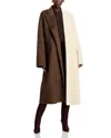 Ronny Kobo Wendalin Bi-colored Tailored Coat In Chocolate Brown Ivory In Chocolate