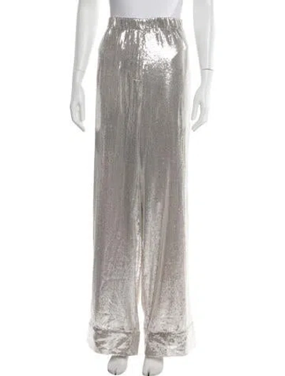 Pre-owned Ronny Kobo Wide Leg Pants In Silver