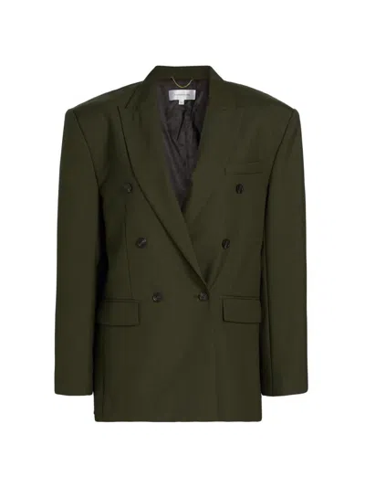 Ronny Kobo Women's 1988 Double-breasted Wool-blend Blazer In Green