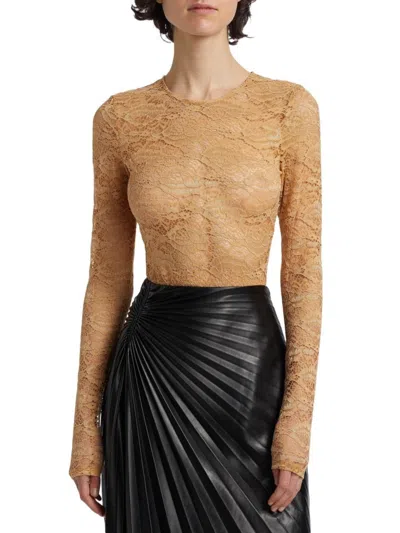 Ronny Kobo Women's Adriana Sheer Lace Bodysuit In Neutral