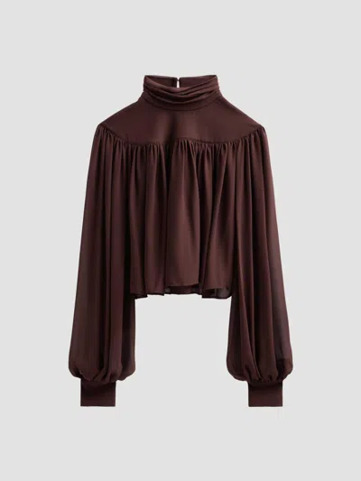 Ronny Kobo Women's Aerin Gathered Jersey Top In Brown