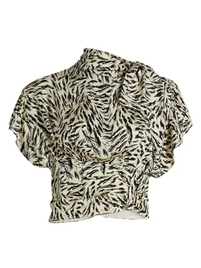 Ronny Kobo Women's Aiko Zebra-printed Stretch Silk Blouse In Animal Print