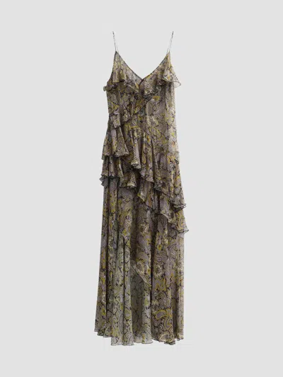 Ronny Kobo Alva Dress In Black Gold Multi In Gray