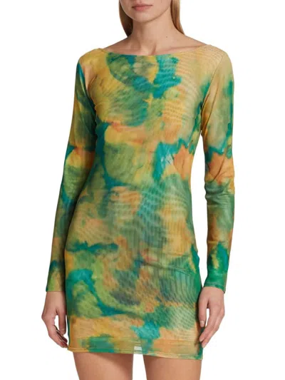 Ronny Kobo Women's Andrea Acid Tie-dye Body-con Minidress In Green
