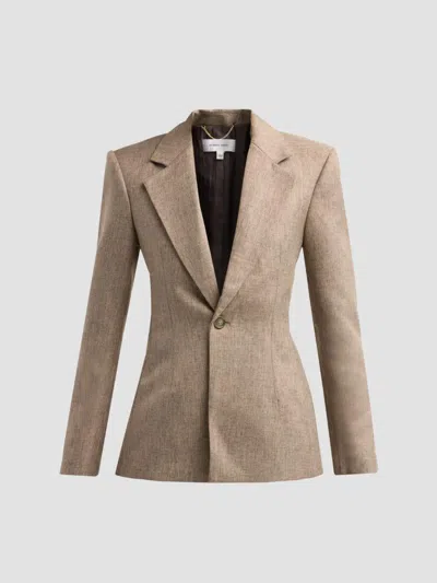 Ronny Kobo Women's Anette One-button Blazer In Melange Taupe