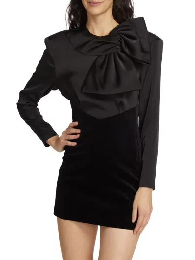 Ronny Kobo Women's Arya Bow Minidress In Jet Black