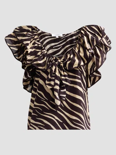 Ronny Kobo Women's Aubrey Zebra Ruffle Top In Multi