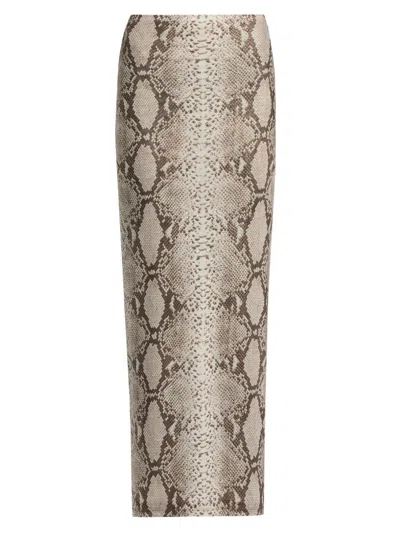 Ronny Kobo Women's Azana Snakeskin-print Maxi Skirt In Brown