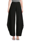Ronny Kobo Women's Barrel-leg Satin-trim Trousers In Black