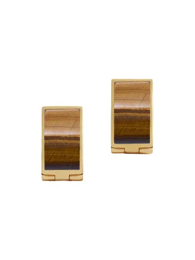 Ronny Kobo Women's Bengali 14k-gold-plated & Picture Jasper Hoop Earrings In Brown