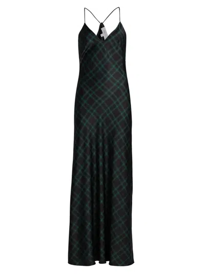 Ronny Kobo Women's Bethanne Plaid V-neck Slip Gown In Black