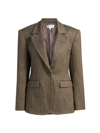 Ronny Kobo Birch Herringbone Tweed Blazer In Brown