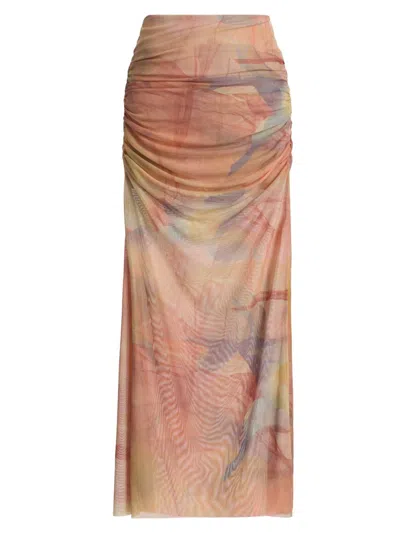 Ronny Kobo Women's Bruno Ruched Maxi Skirt In Pink