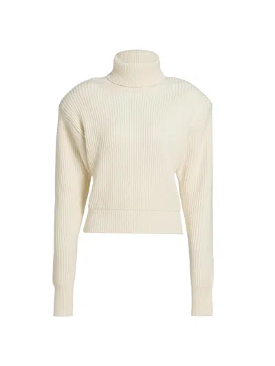 Ronny Kobo Women's Camilla Rib-knit Long-sleeve Turtleneck Top In White