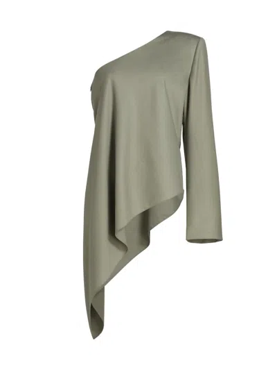 Ronny Kobo Women's Cassidy Wool-blend Asymmetric One-shoulder Top In Green