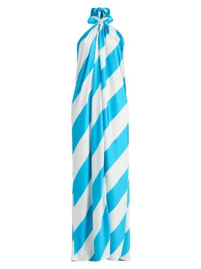 Ronny Kobo Chantell Dress Turquoise Ivory In Blue