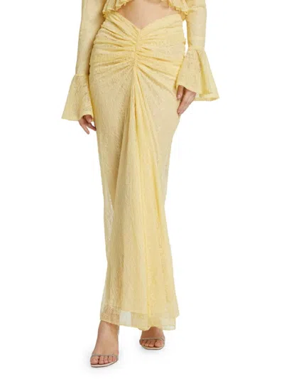 Ronny Kobo Women's Chase Lace Maxi Skirt In Yellow