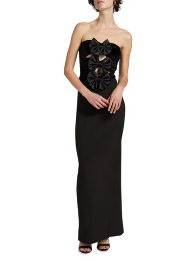 Ronny Kobo Women's Constance Bow Cut-out Column Gown In Black