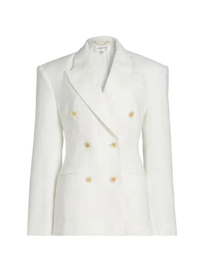 Ronny Kobo Women's Cosette Double Breasted Linen Blazer In White