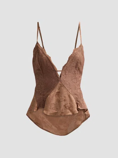 Ronny Kobo Women's Danielle Floral Lace Silk-blend Tank In Brown