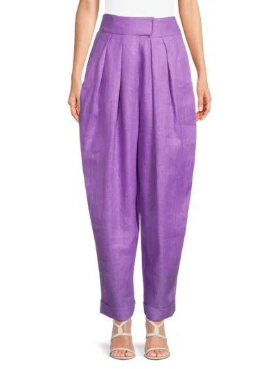 Ronny Kobo Women's Darine Banana Leg Linen Pants In Purple
