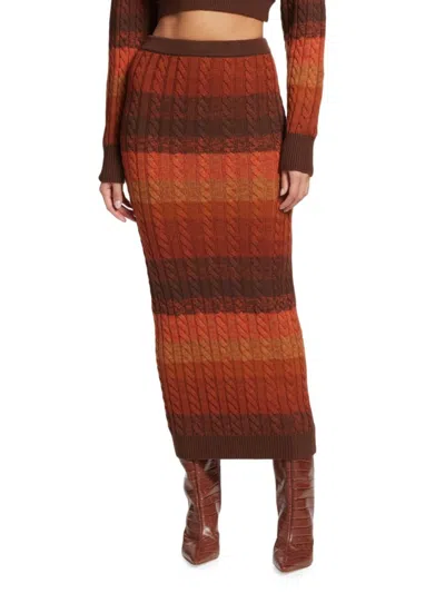 Ronny Kobo Women's Dava Cable Knit Wool Maxi Skirt In Rust Multi