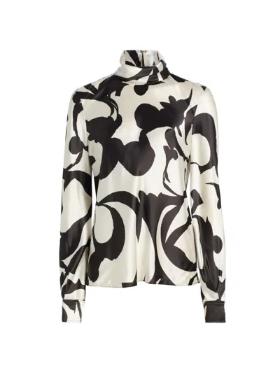 Ronny Kobo Women's Enid Printed Stretch Silk-blend Blouse In Multi