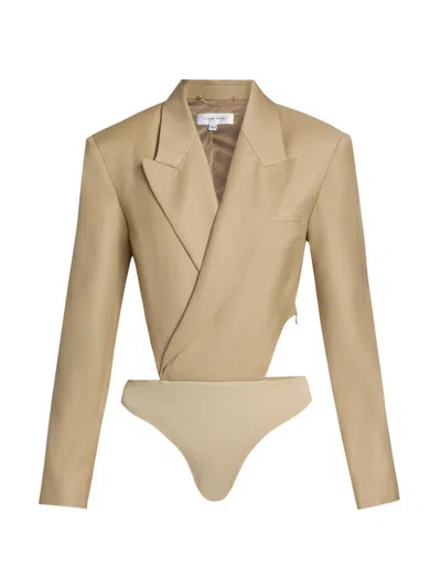 Ronny Kobo Women's Florina Wool-blend Blazer Bodysuit In Brown
