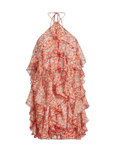 Ronny Kobo Women's Gabriella Printed Ruffled Halterneck Minidress In Multi