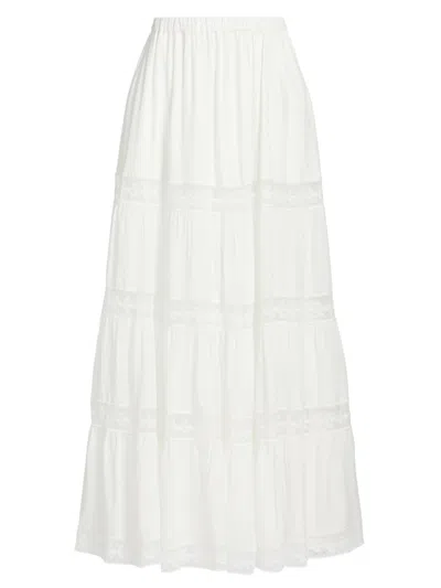 Ronny Kobo Women's Garda Tiered Maxi Skirt In White