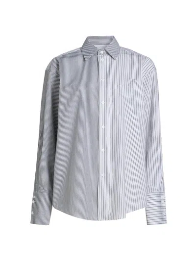Ronny Kobo Women's Harly Striped Cotton Button-front Shirt In Gray