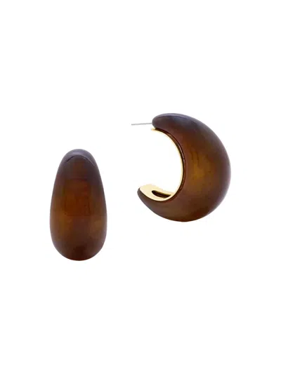 Ronny Kobo Women's Java 14k-gold-plated & Resin Domed Hoop Earrings In Brown