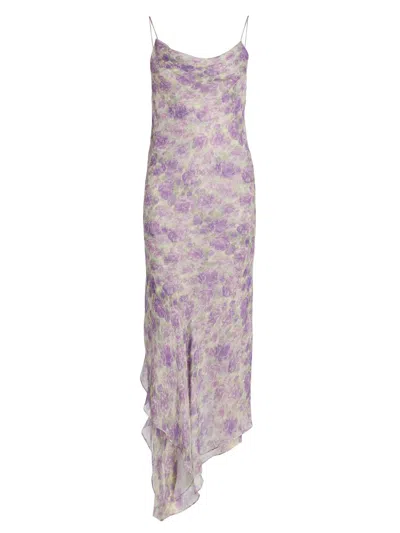 Ronny Kobo Women's Kaa Floral Print Midi-slipdress In Purple