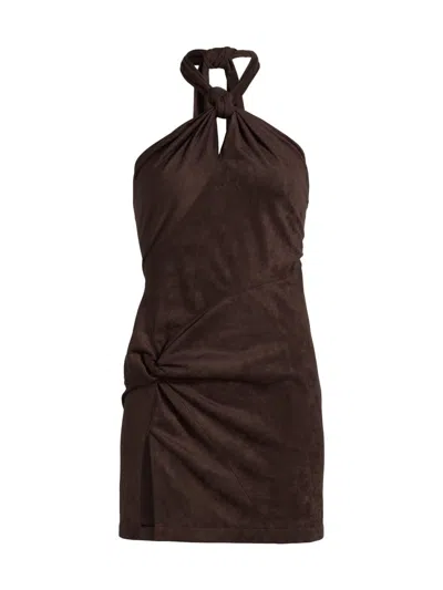 Ronny Kobo Women's Karim Bias-cut Halter Minidress In Brown