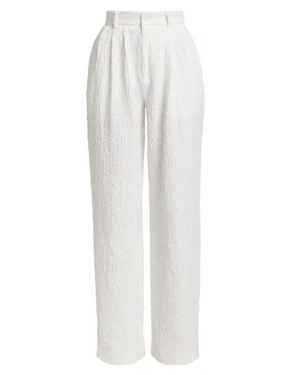 Ronny Kobo Women's Krew Crinkled Straight-leg Pants In White