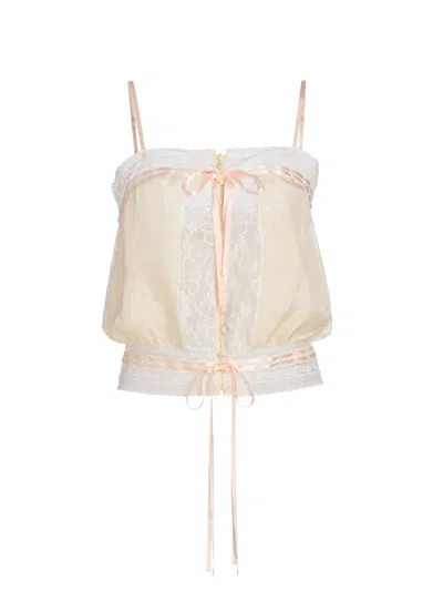 Ronny Kobo Women's Laila Silk Lace-trim Top In White