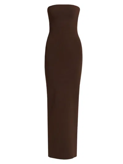 Ronny Kobo Women's Lehua Knit Strapless Maxi Dress In Dark Chocolate