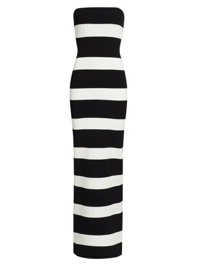 Ronny Kobo Women's Lehua Striped Knit Maxi Dress In Black White Stripe