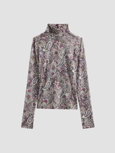 Ronny Kobo Women's Lorden Paisley Mesh Top In Purple Multi