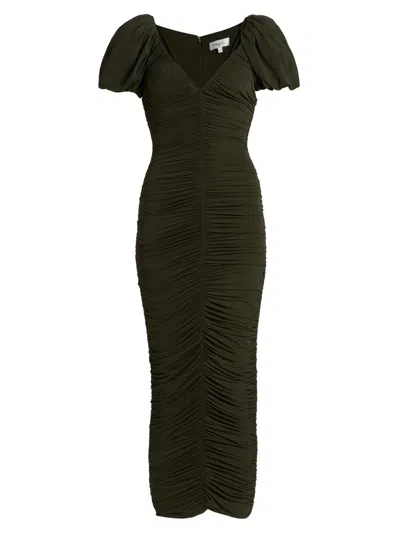 Ronny Kobo Lupine Ruched Stretch-jersey Maxi Dress In Green