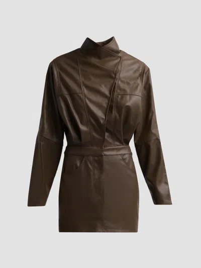 Ronny Kobo Women's Maddix Faux Leather Mini Dress In Dark Brown